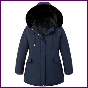 Plus Size Puffer Down Coat Windproof Waterproof Removable Hood Winter Travel